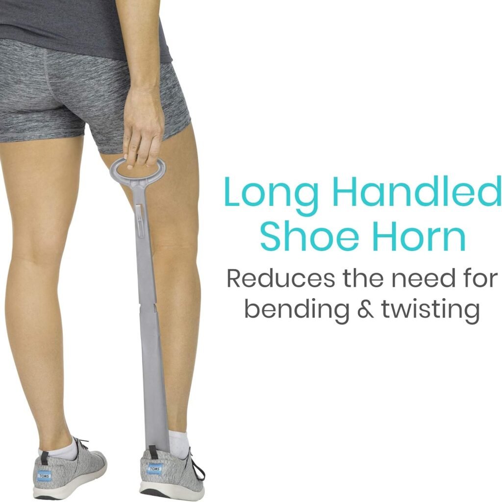 Vive Long Handled Shoe Horn (23 Inch) - Plastic Shoehorn for Men, Women and Kids - Adjustable Extended Reach Assist - Senior